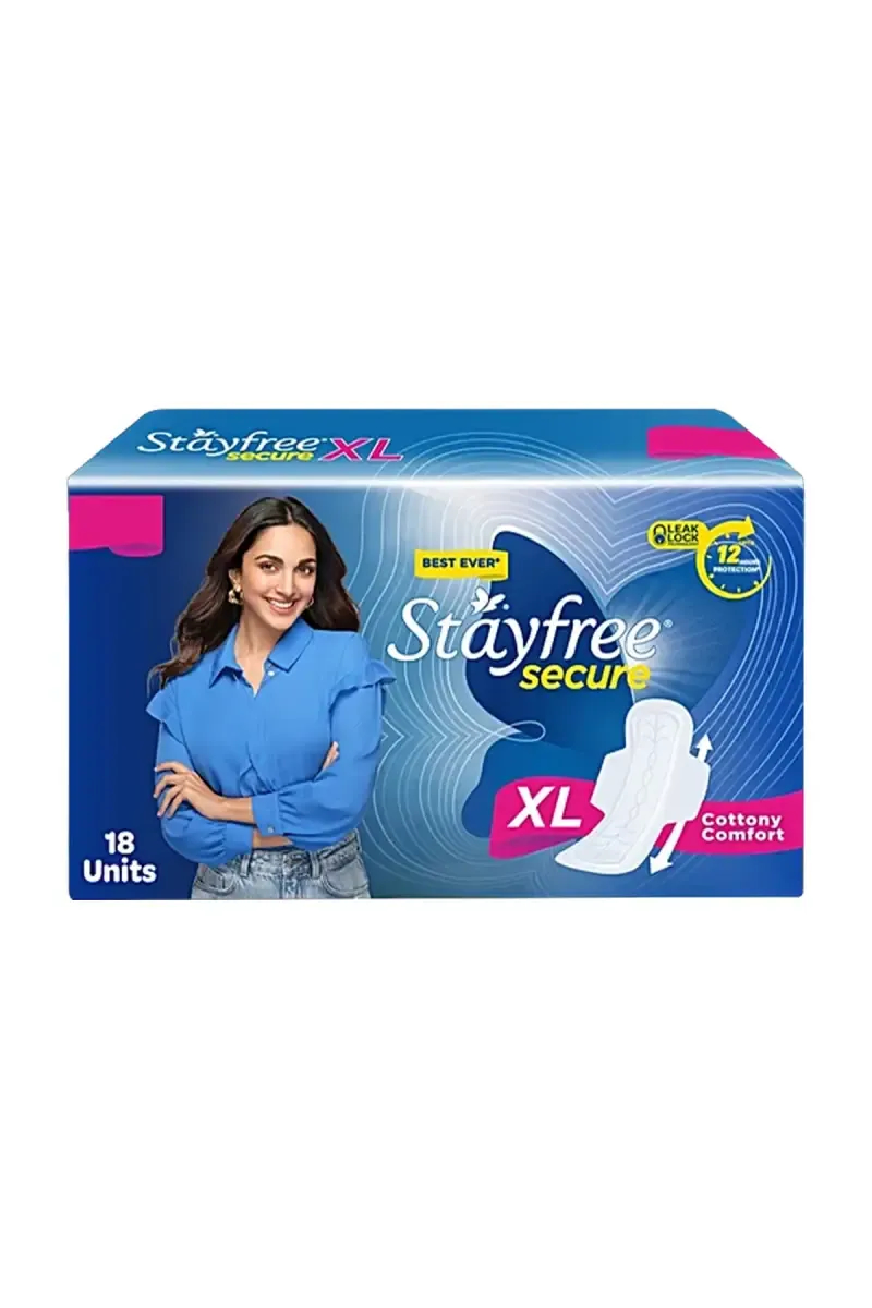 Stayfree Secure Cottony Comfort Sanitary Pads - XL, 18 Pieces