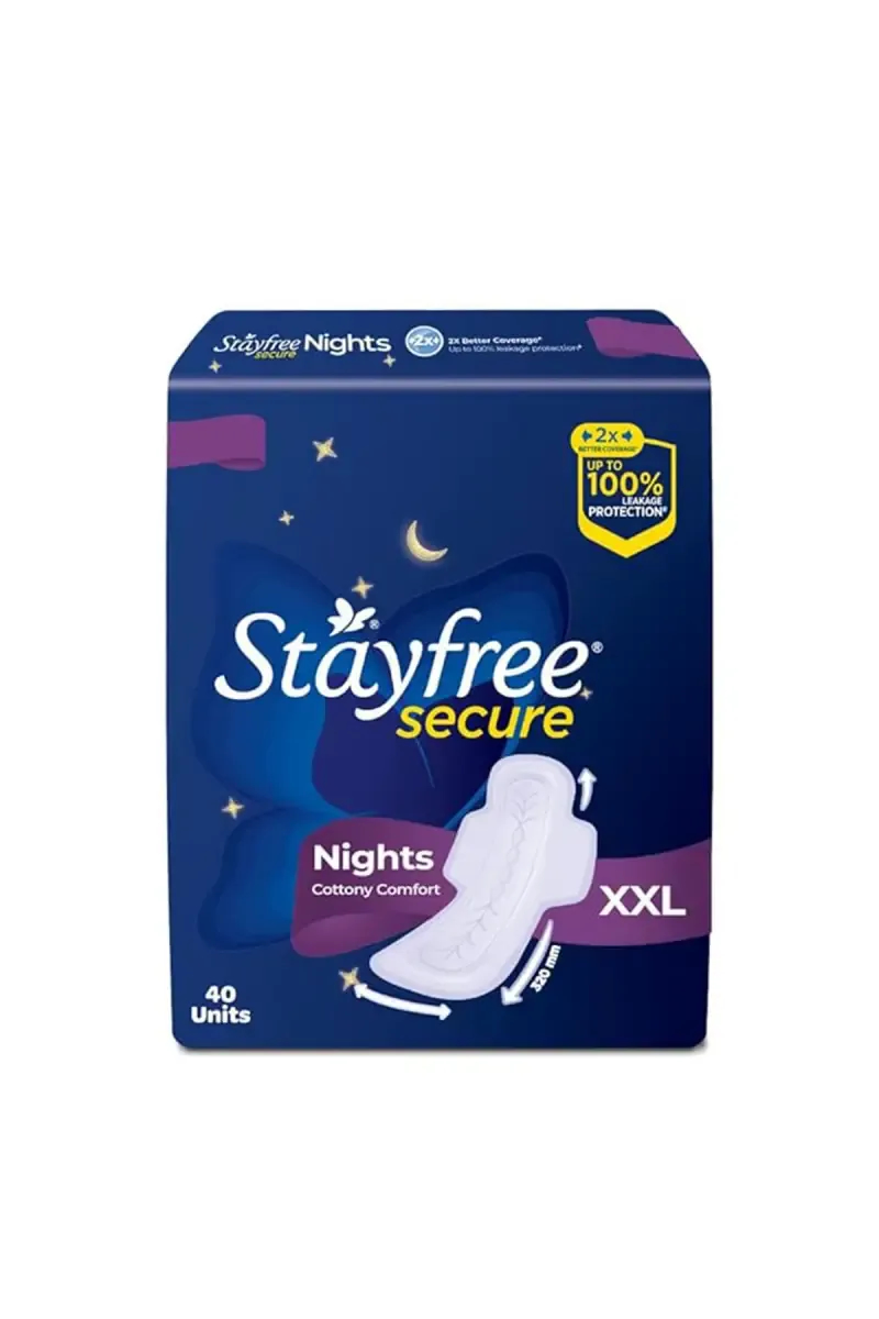 Stayfree Secure Nights Sanitary Pads - XXL, 40 Pieces