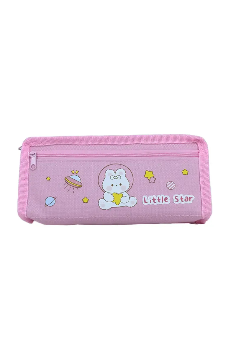 Little Star Cartoon Printed EVA Pencil Pouch - Pink
