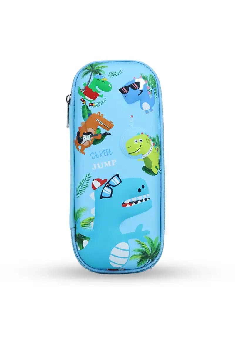 Dinosaur Printed EVA Pencil Case - Sky Blue