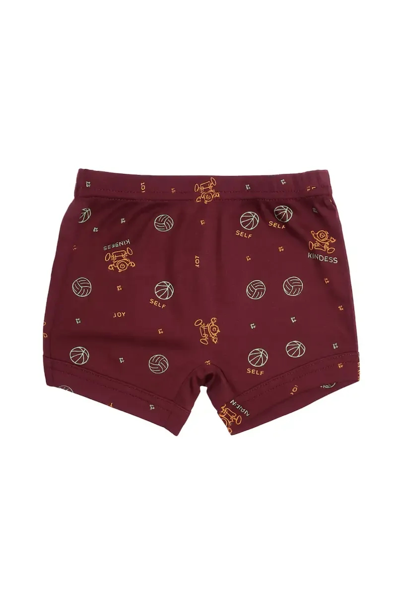 Cotton Printed Trunk for Boys - Burgundy 