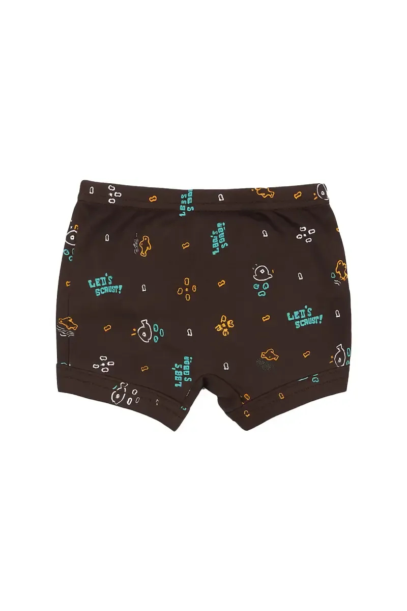 Brown Cotton Printed Trunks for Boys - Brown
