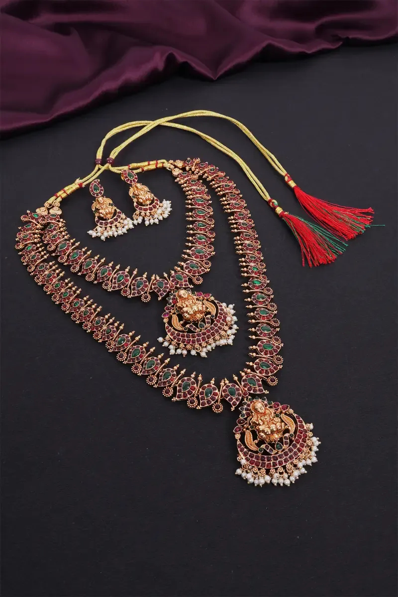 Matte Finish Lakshmi & Paisley Necklace Set for Women
