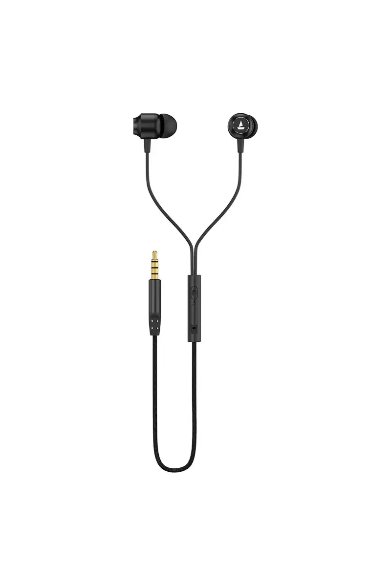 boAt BassHeads 162 V2 3.5mm Jack In Ear Wired Earphone with Metallic Earbuds, Braided Cable (Bold Black)