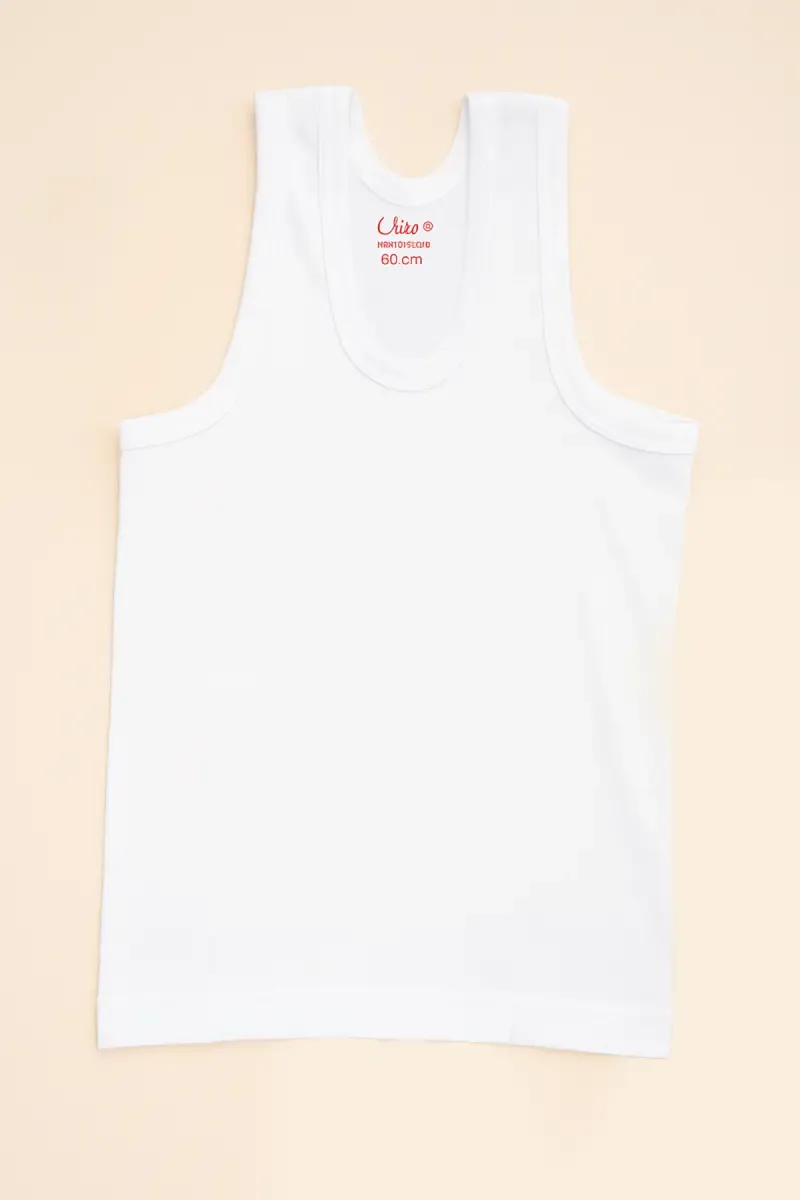Cotton Round Neck Sleeveless Vest for Boys - White 