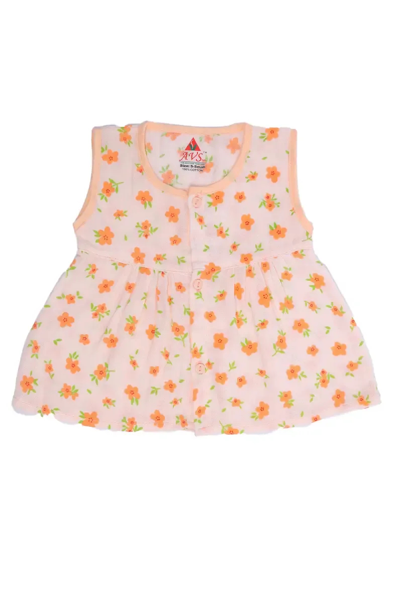 Cotton Frock for Baby Girl - Light Orange