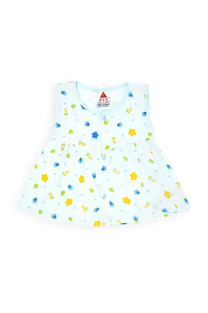 Cotton Frock for Baby Girl - Light Blue