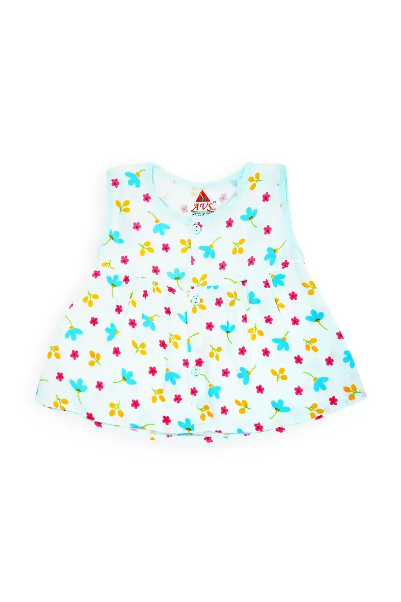 Cotton Frock for Baby Girls - Light Blue