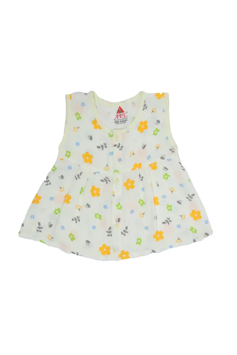 Cotton Frock for Baby Girl - Light Yellow