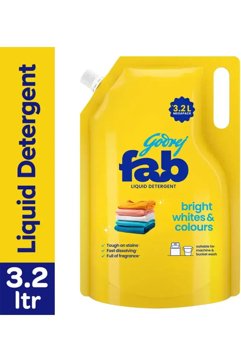 Godrej Fab Machine & Hand Wash Detergent Liquid Refill Pouch - 3.2 Ltr