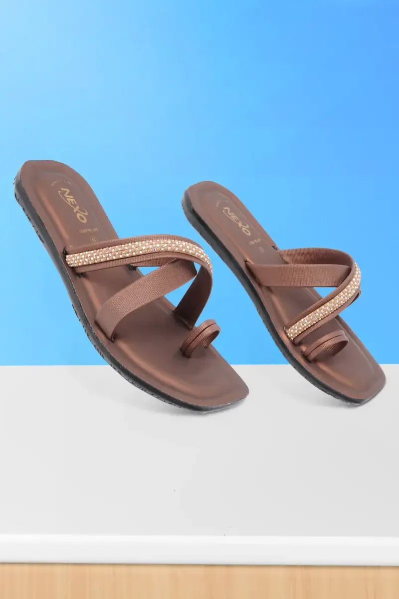 Women's Multi-Strap Embellished Flat Slippers