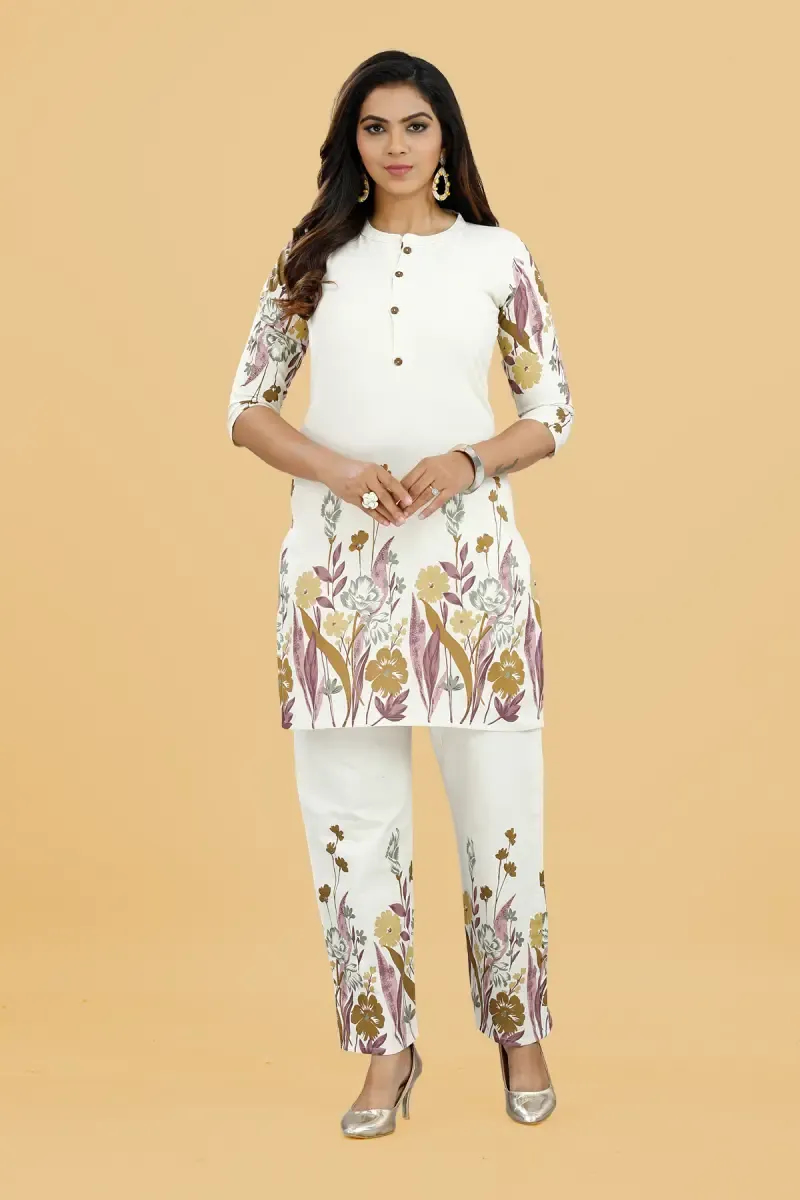Cotton Floral Printed Kurti with Pant set for Women