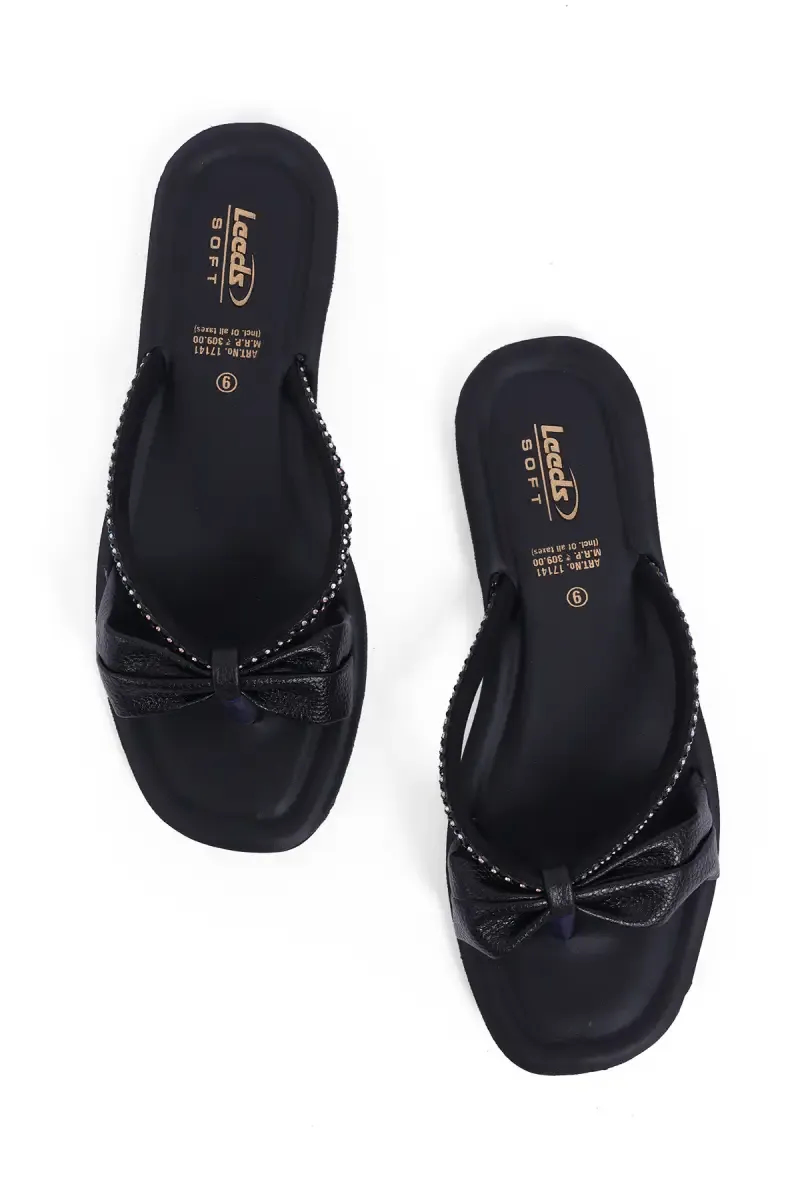 Bow & Rhinestone Strap Flat Sandals for Women