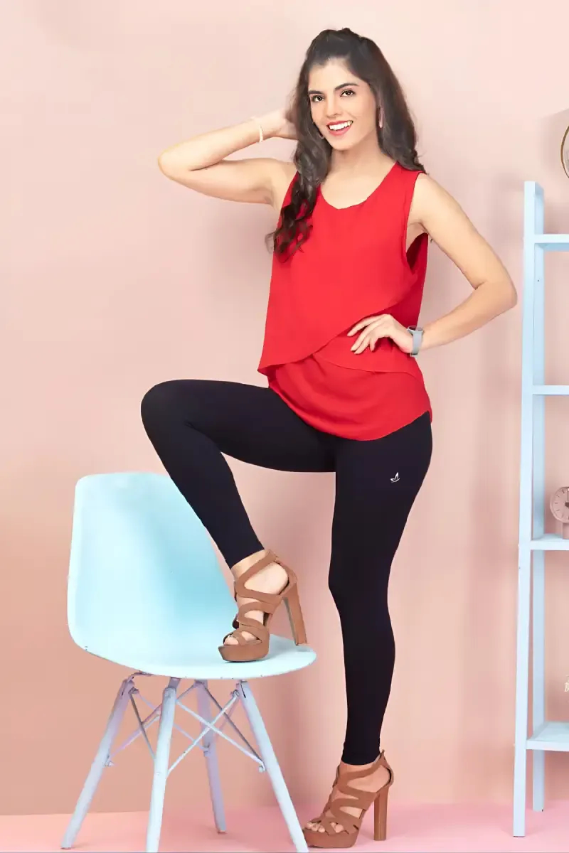 Cotton Lycra Ankle Length Leggings for Women