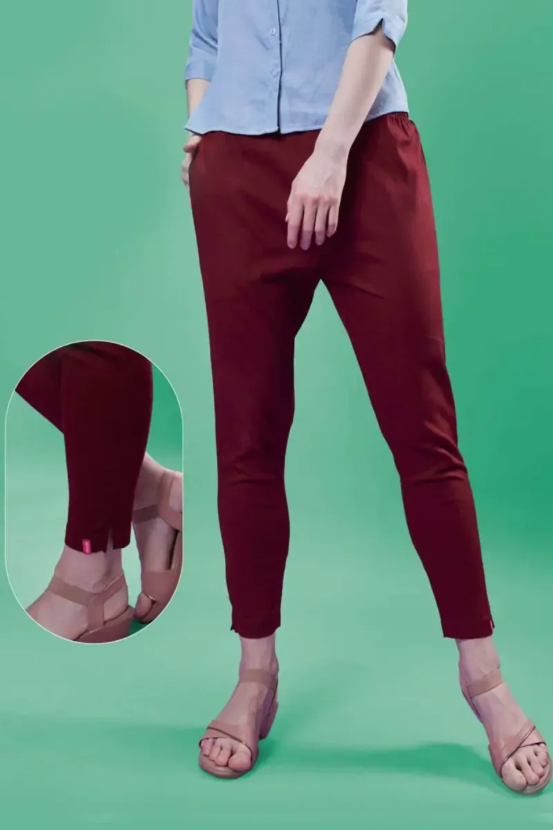 Cotton Lycra Cigarette Pant with pocket for Women