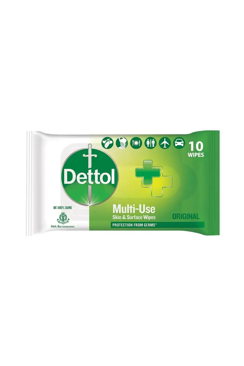 Dettol Germ Protection Wet Wipes for Skin & Surfaces, Original - 10 Wipes