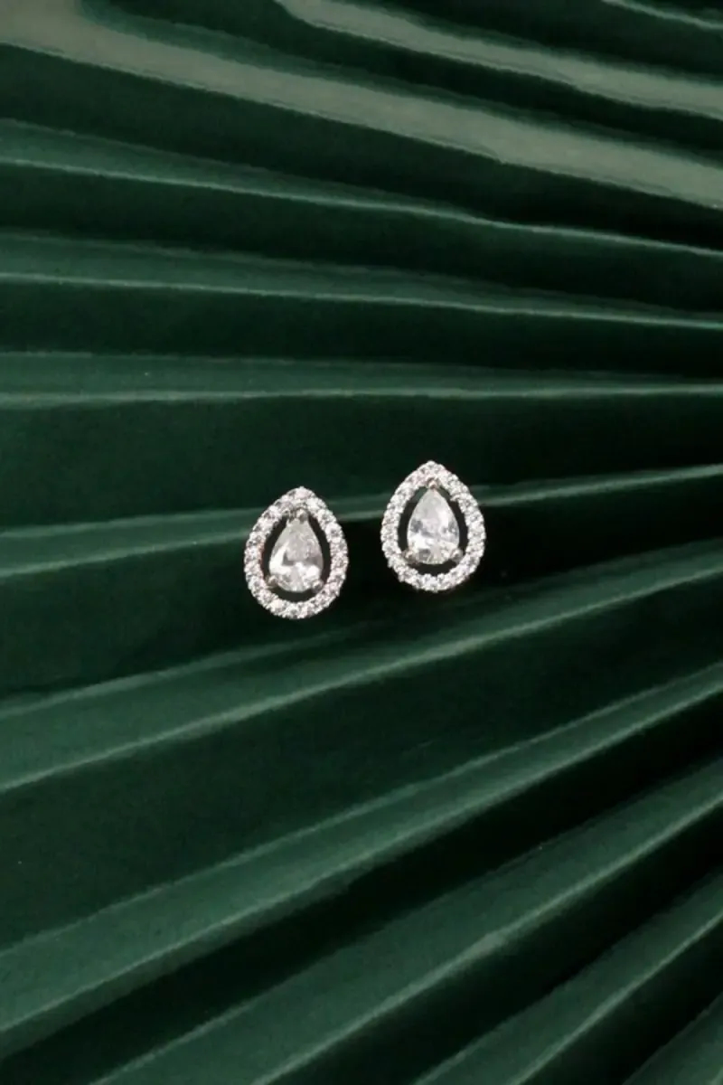 American Diamond Teardrop Stud Earrings for Women