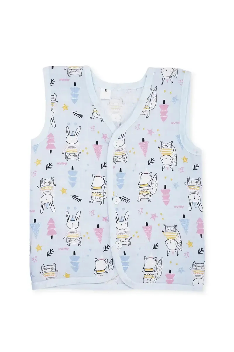  Cotton Button Jhabla for Babies - Light Blue 