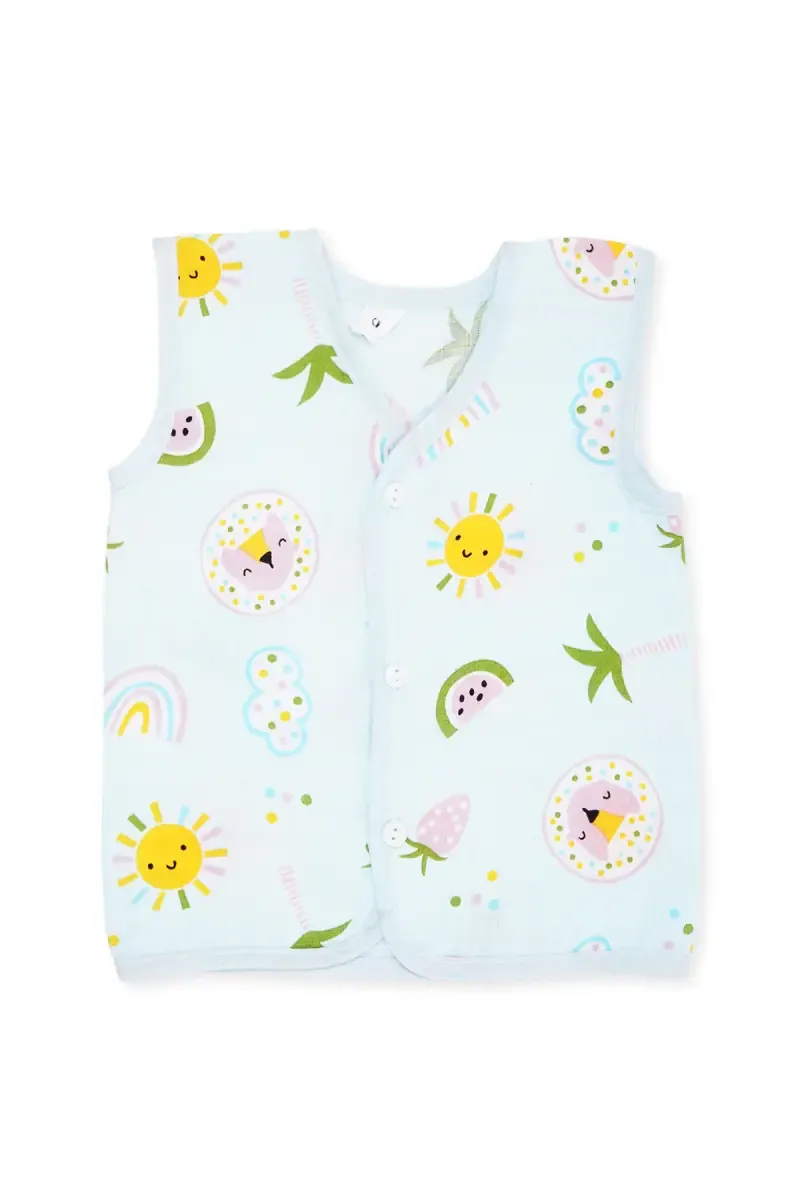 Cotton Button Jhabla for Babies - Sky Blue 