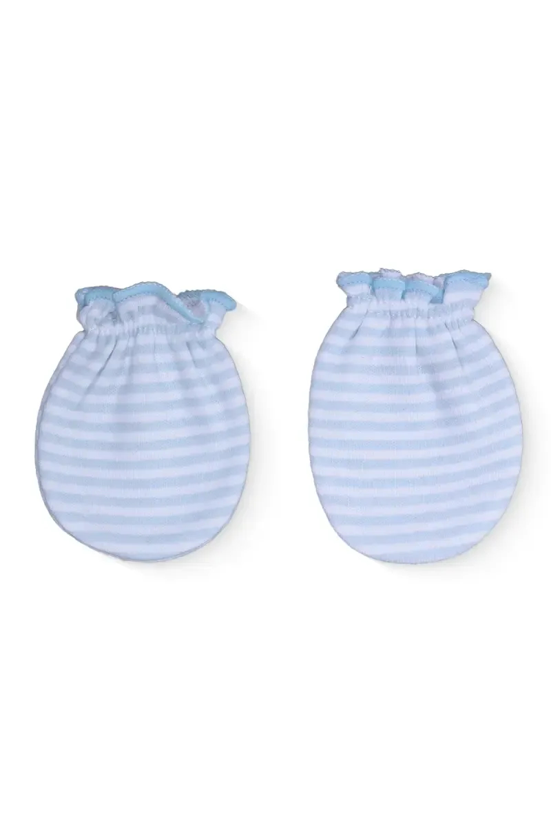  Striped Cotton Mittens for Babies - Blue 
