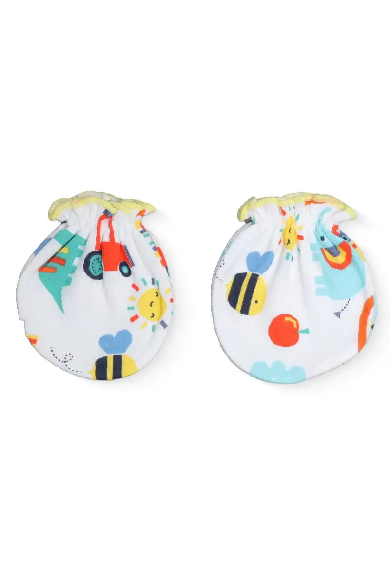 Cotton Mittens for babies - White