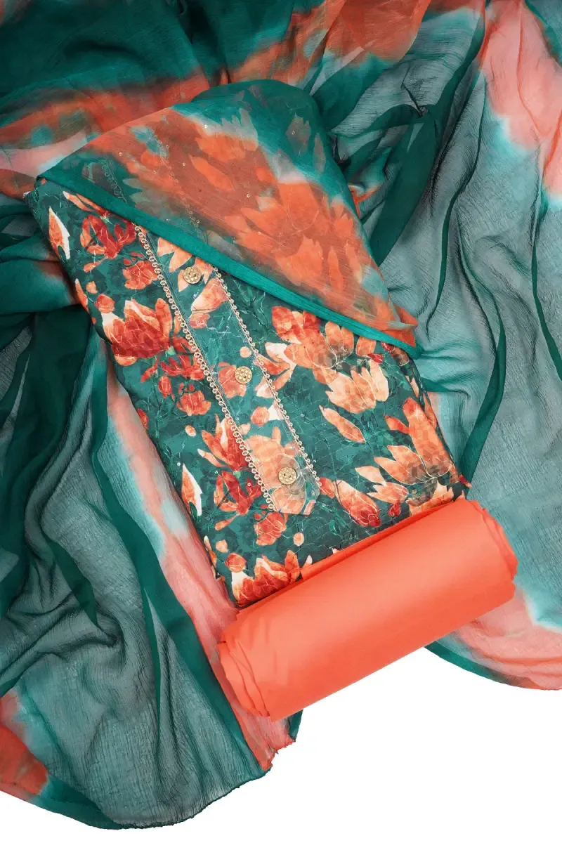 Georgette Floral Printed Unstitched Dress Material for Women