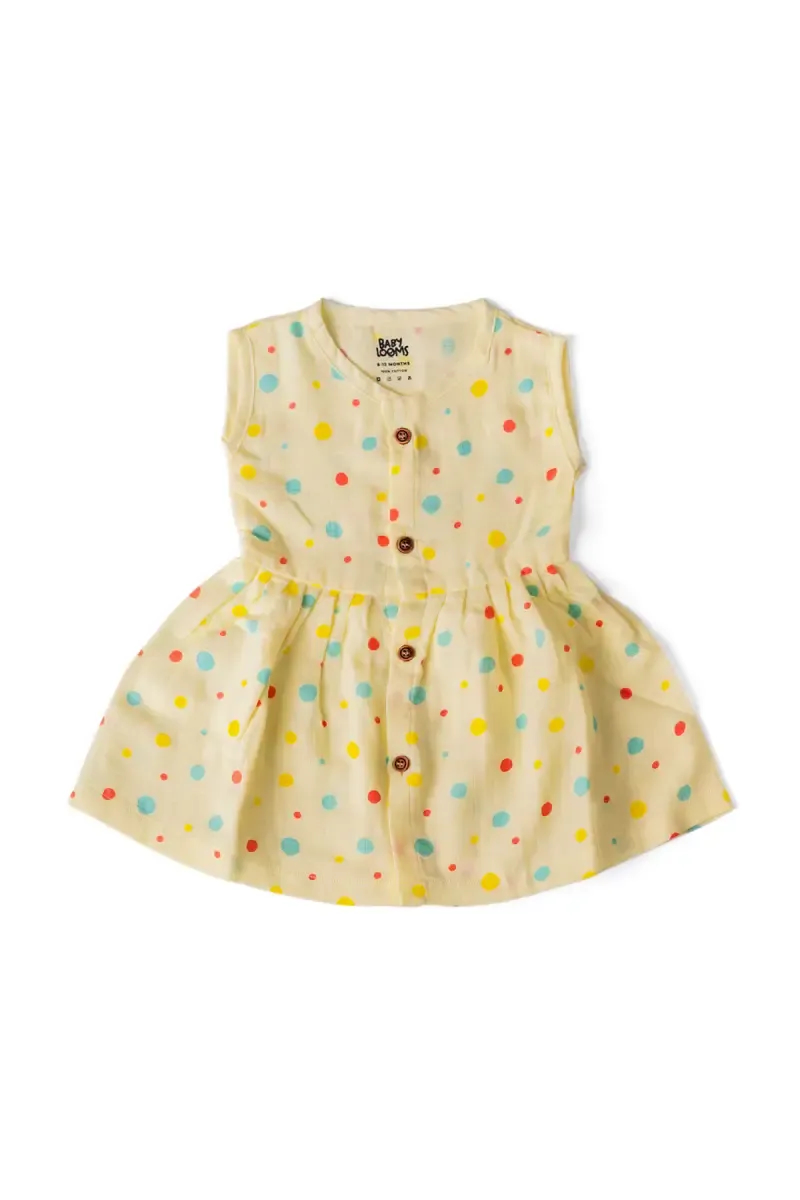 Muslin Frock for Baby Girl - Yellow 