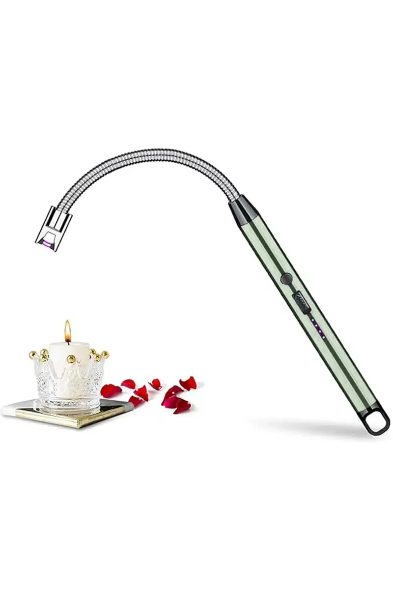 Alloy Steel Electric Lighter with USB Interface, LED Power Display - 27 cm