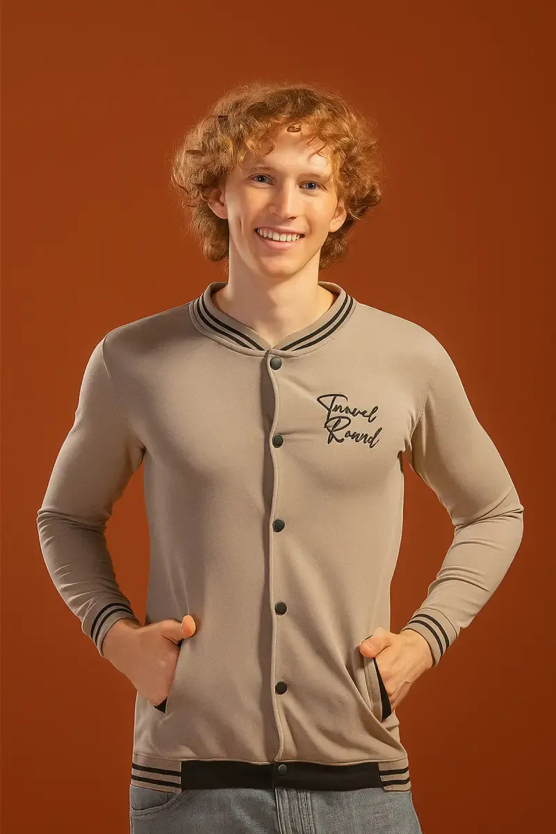 Men's Cotton Casual Self Designed Jacket