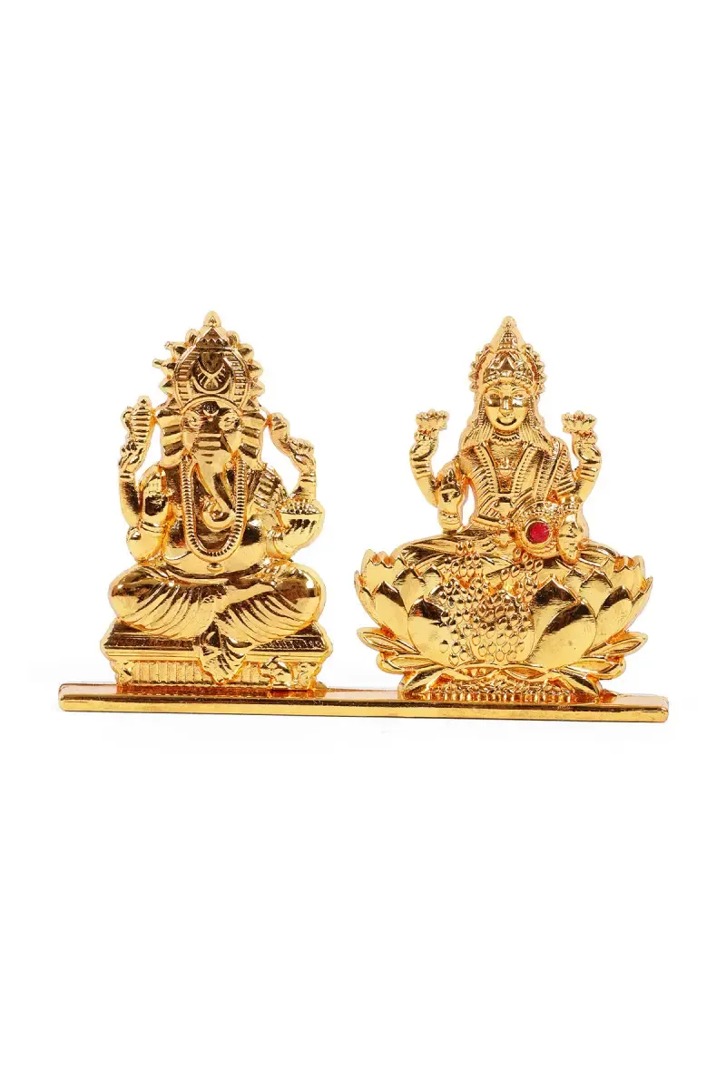 Brass Lord Ganesha & Lakshimi Idol - 9 x 6 CM