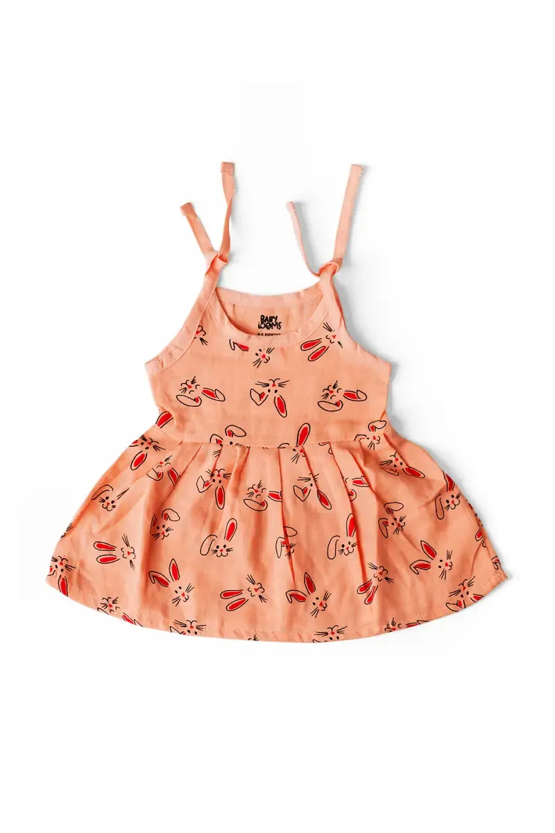 Muslin Knot Frock for Baby Girl - Orange 