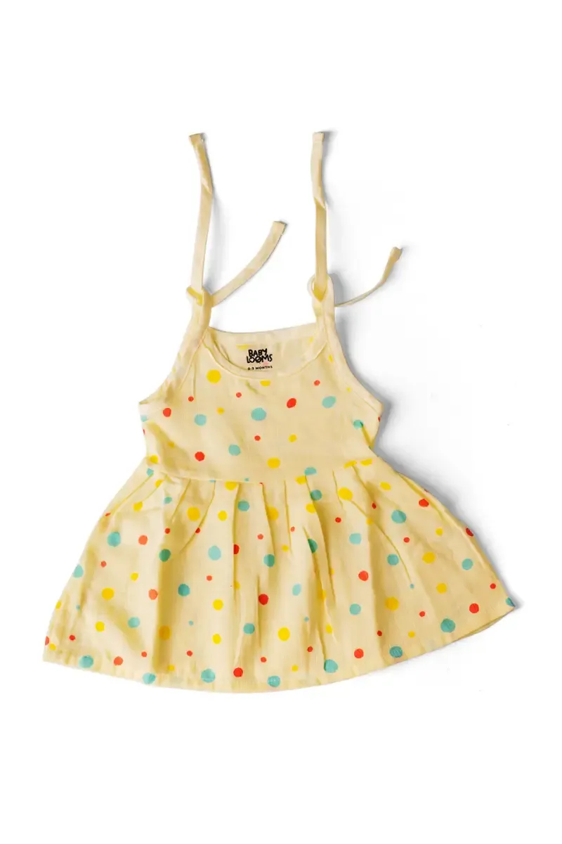 Muslin Knot Frock for Baby Girl - Yellow