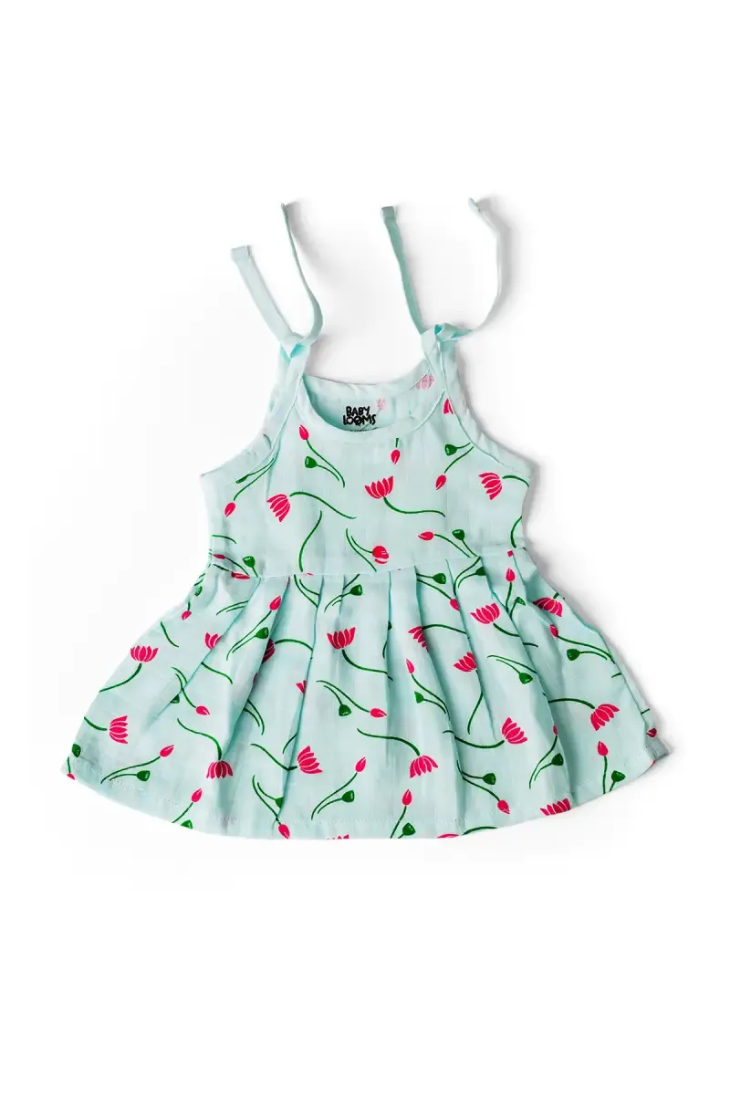Muslin Knot Frock for Baby Girl - Sea Green 