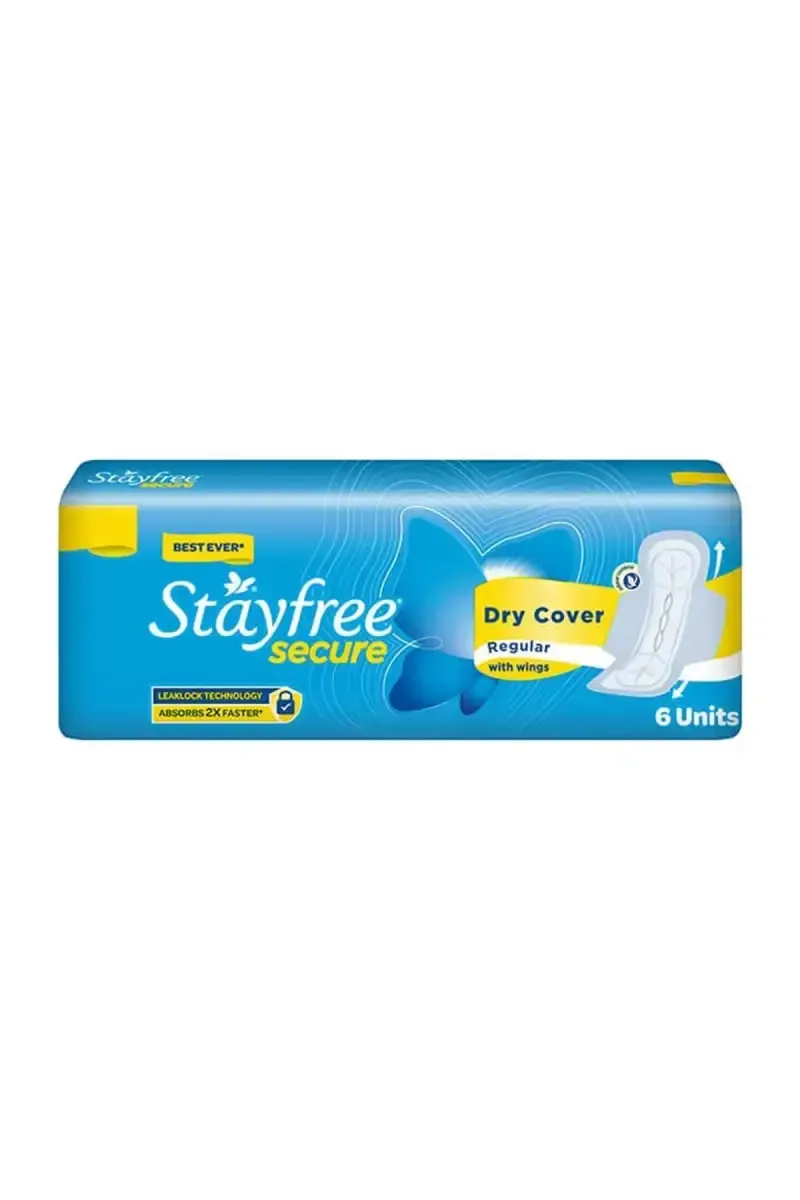 Stayfree Secure Dry Cover Sanitary Pads - Regular, 6 Pieces