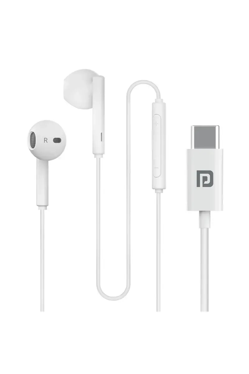 Portronics Conch Theta C Type-C In Ear Wired Earphone with HD Mic, TPE Anti Tangle Wire (White)