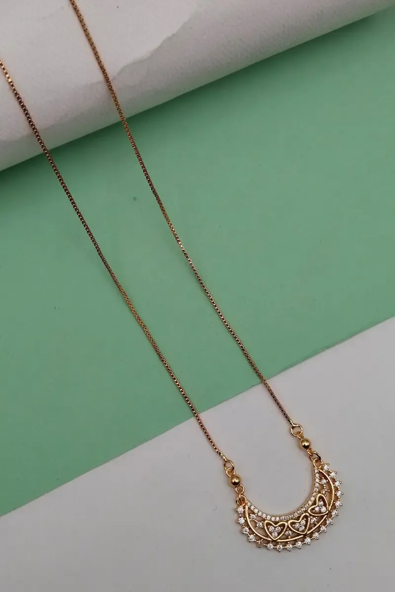 Triple Heart Half-Moon Pendant Necklace for Women