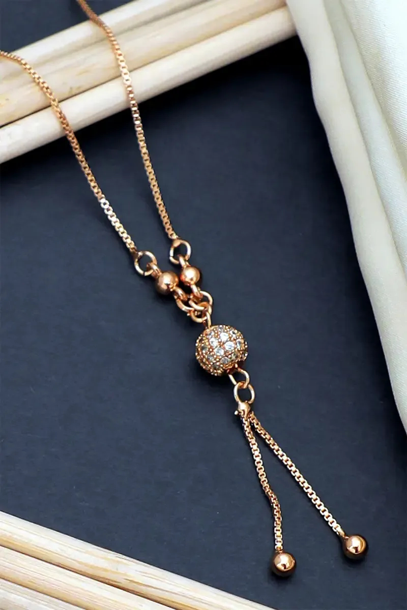 Gold Adjustable Round Ball Pendant Necklace for Women