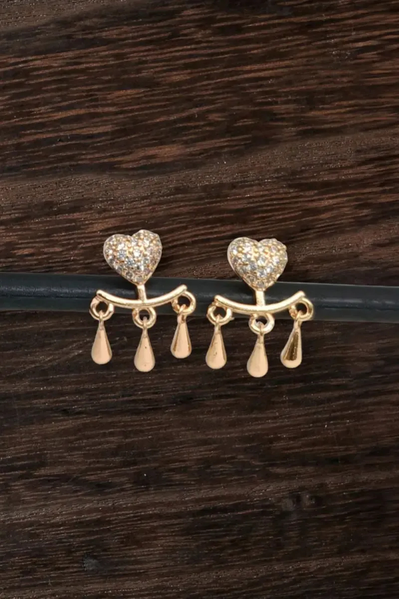 Heart Design Drop Stud Earrings for Women