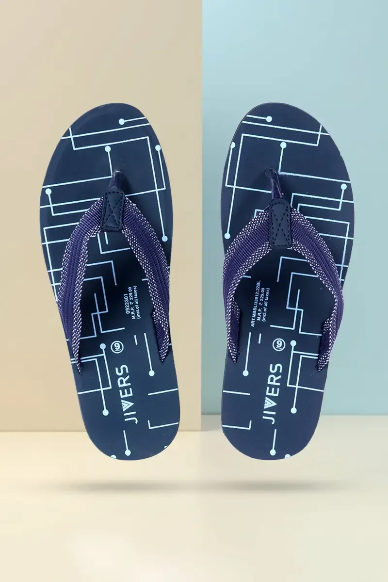 Circuit Print V-Strap Flip Flops for Men