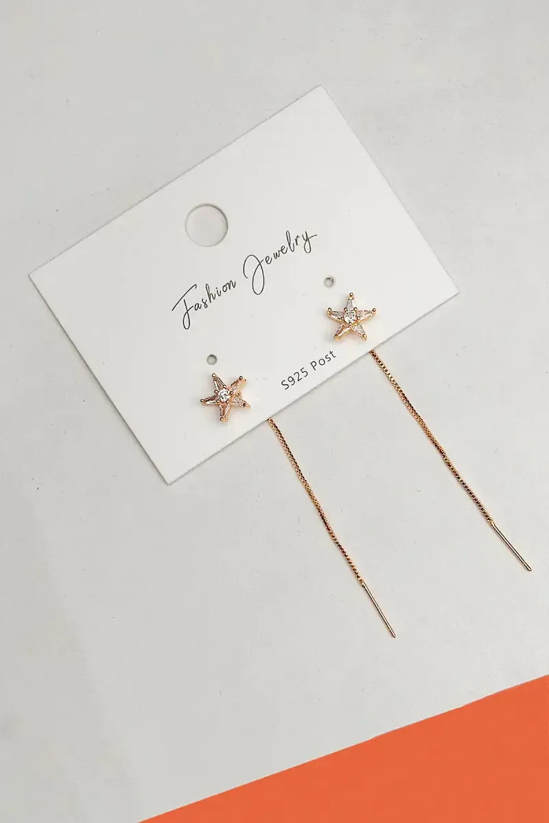 Star Design Chain Drop Earrings for Women