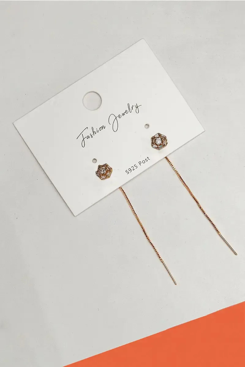 Geometric Floral Design Chain Drop Earrings for Women