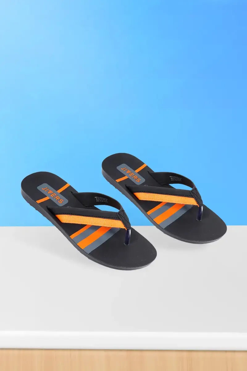 Striped V-Strap Flip Flops for Men