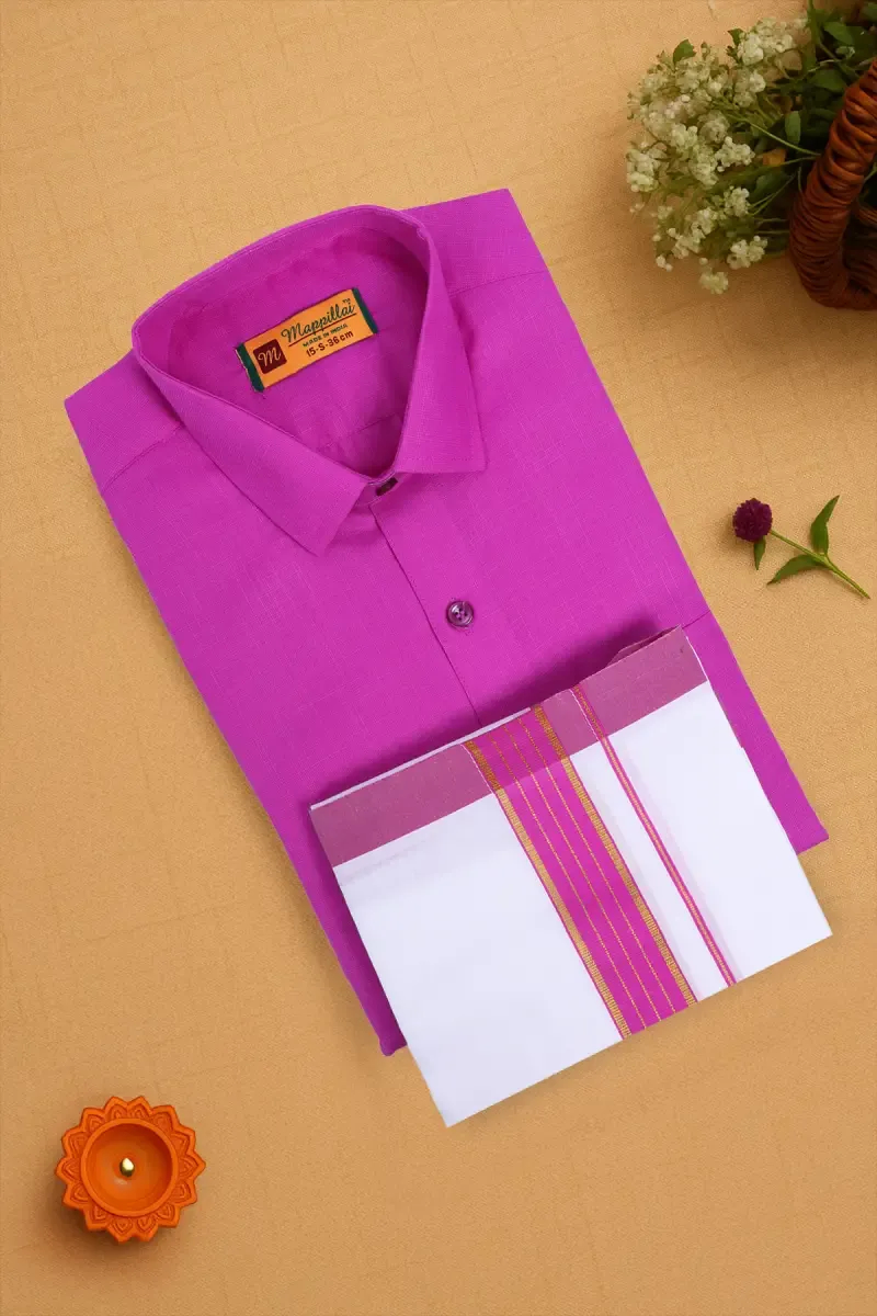 Men's Cotton Dhoti Shirt Set ( 2 Pcs Set )