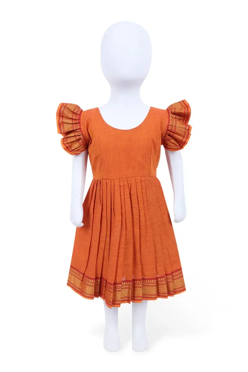 Pure Cotton Ethnic Frock for Baby Girl - Mustard