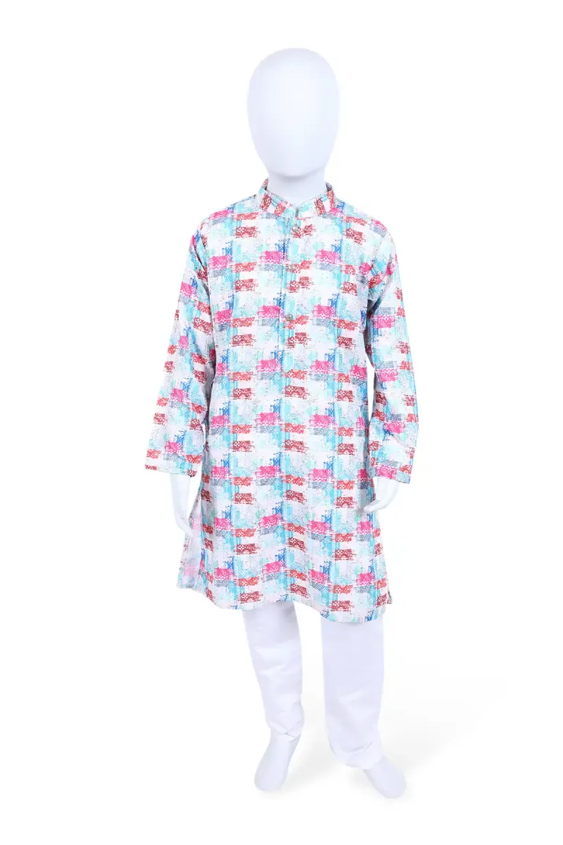 Cotton Blend Kurta with Pyjama Set for Boys - Blue