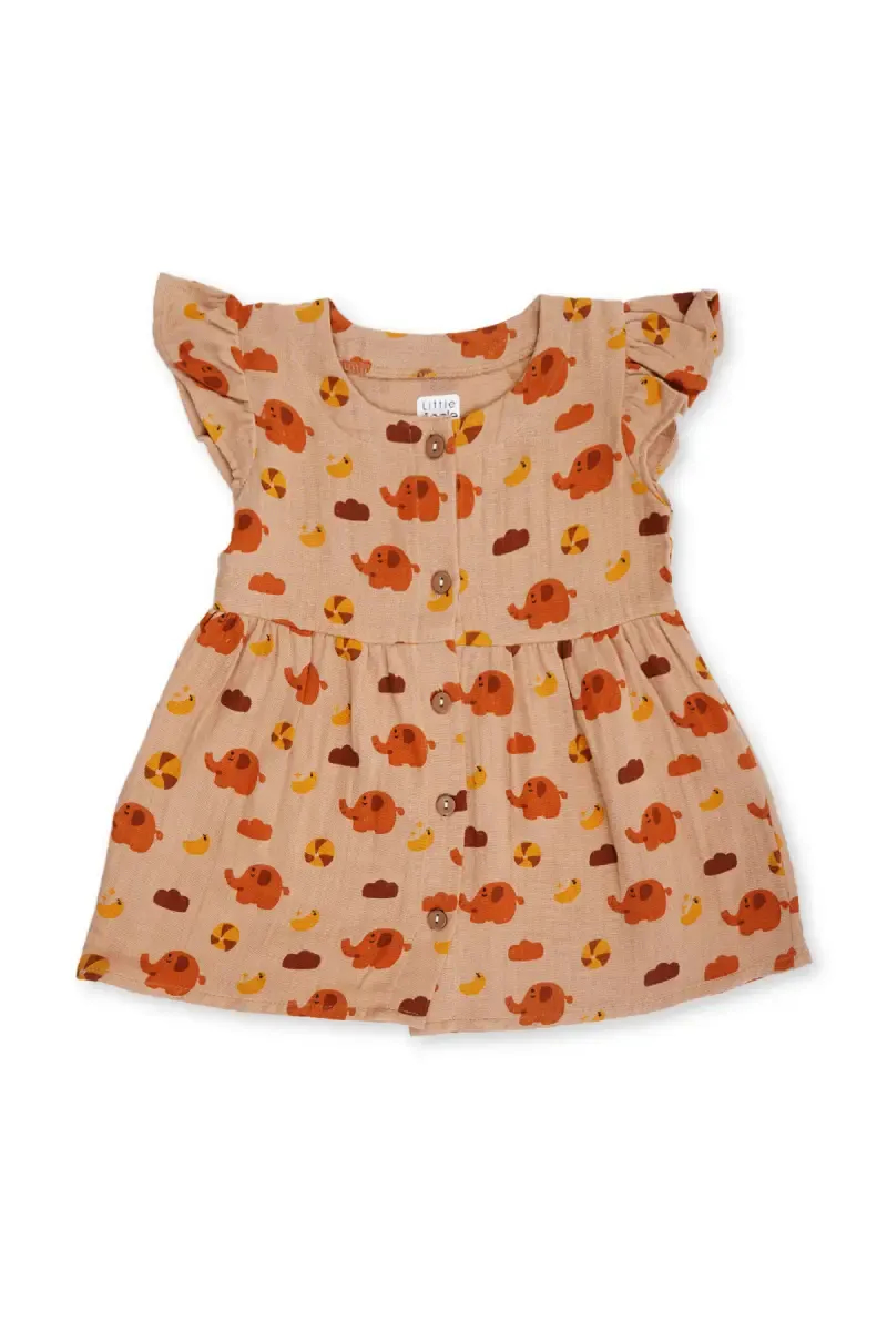 Muslin Frock for Baby Girl - Light Brown