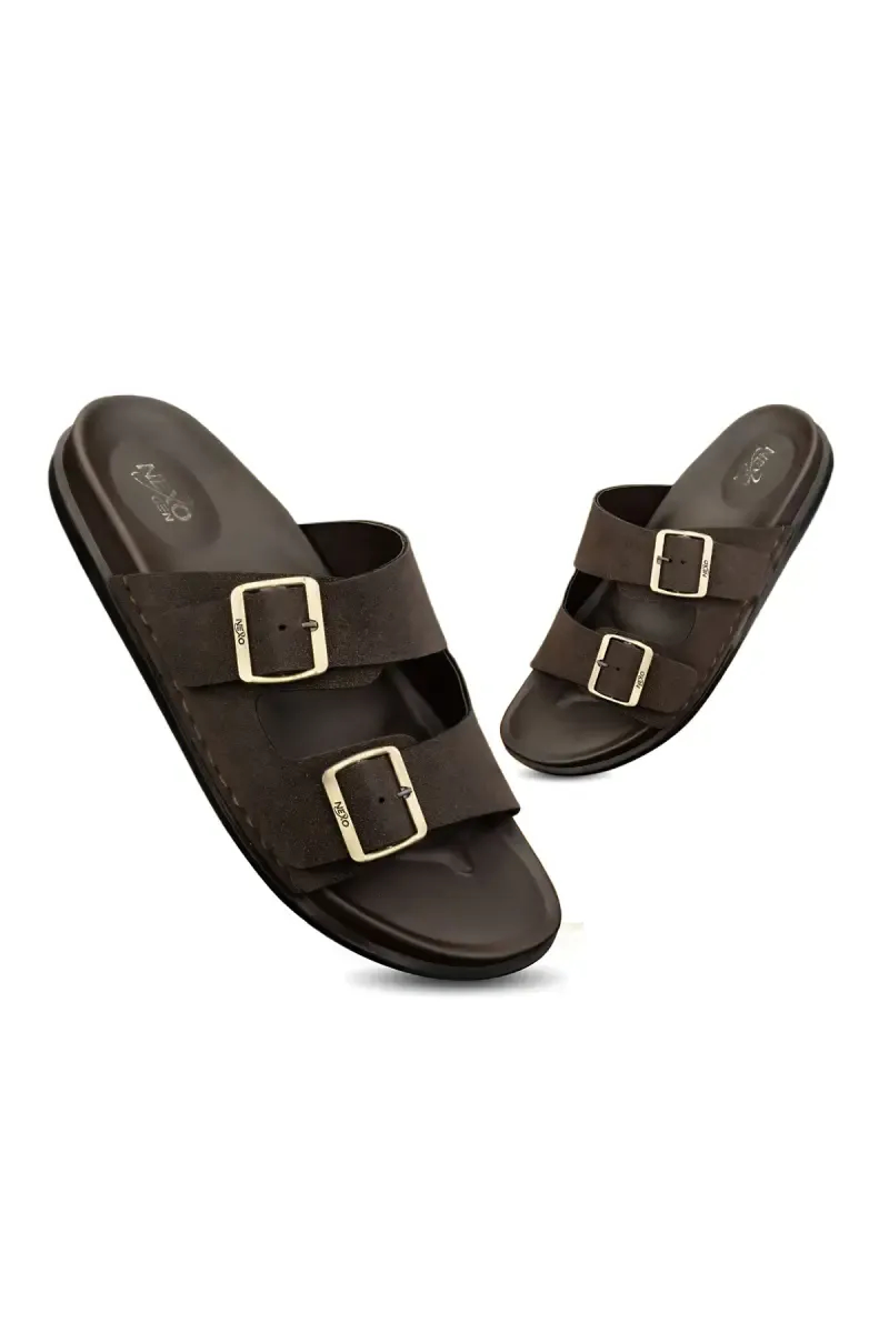 Slip-On with Adjustable Dual Buckle Slippers for Men