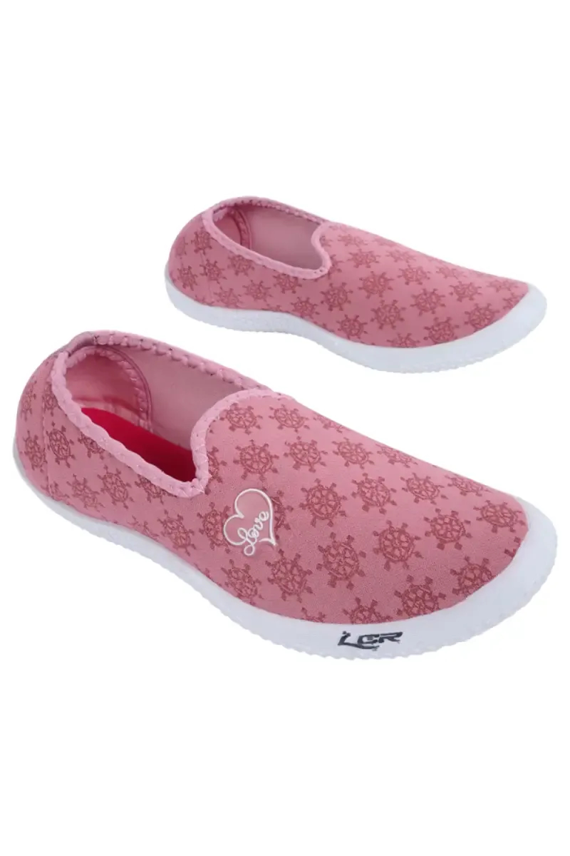 Slip-On Casual Shoes for Women - Printed Design & Love Badge