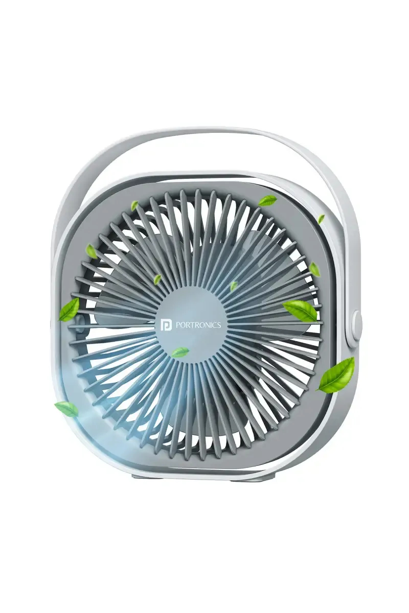 Portronics CoolCube Brushless Motor Portable Desktop Fan with 3 Speed Modes, 3 Hrs Playtime (White)