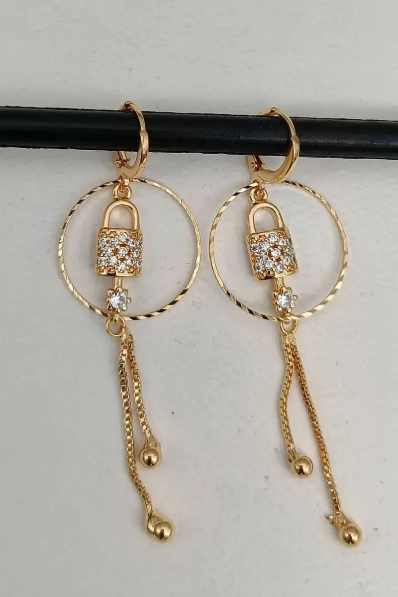 Twisted Hoop Padlock Dangle Earrings for Women